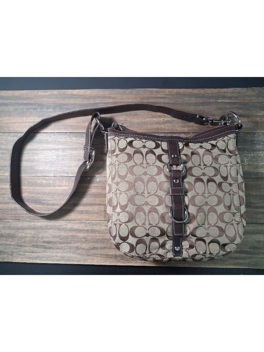 COACH Chelsea Signature Shoulder Bag Canvas Brown Leather Y2K Era Hobo